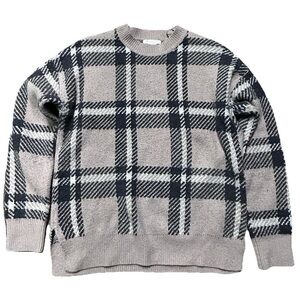 Christian Siriano Plaid Crewneck Sweater - Gray & Black
